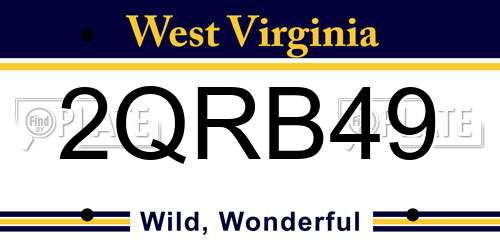 2QRB49 West Virginia License Plate