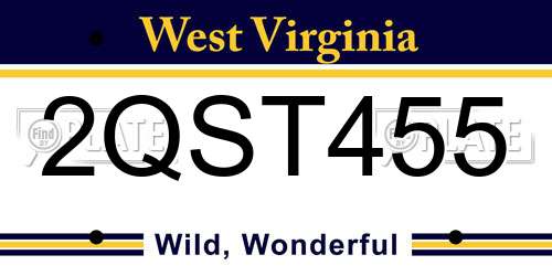 2QST455 West Virginia License Plate
