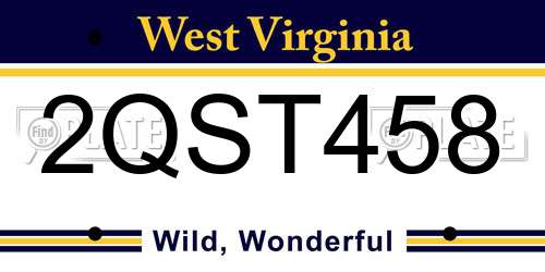 2QST458 West Virginia License Plate