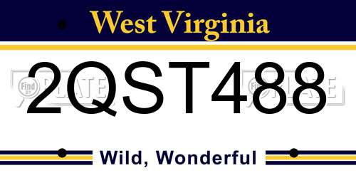 2QST488 West Virginia License Plate