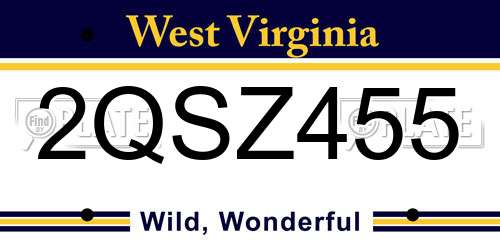 2QSZ455 West Virginia License Plate