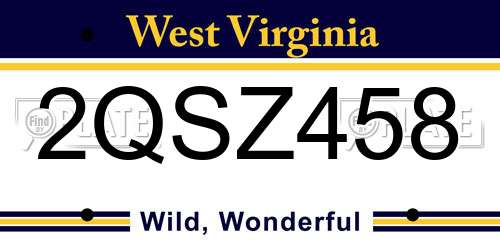 2QSZ458 West Virginia License Plate