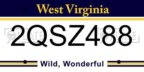 2QSZ488 West Virginia License Plate