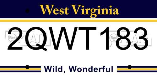 2QWT183 West Virginia License Plate