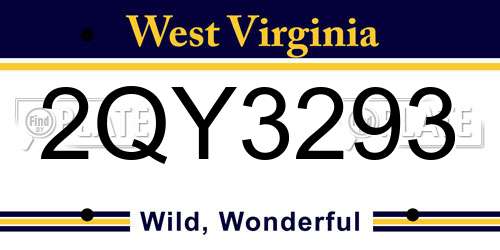 2QY3293 West Virginia License Plate