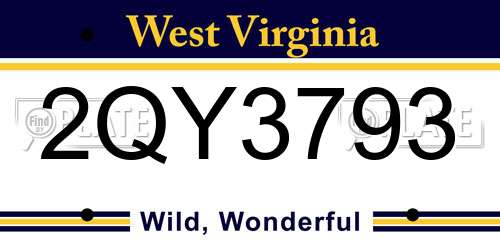 2QY3793 West Virginia License Plate
