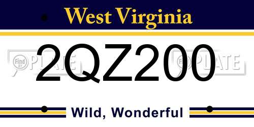 2QZ200 West Virginia License Plate
