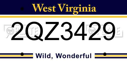 2QZ3429 West Virginia License Plate