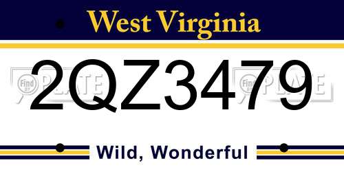 2QZ3479 West Virginia License Plate