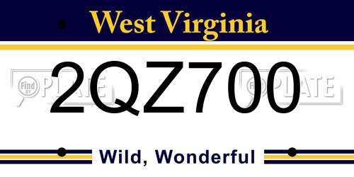 2QZ700 West Virginia License Plate