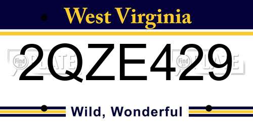2QZE429 West Virginia License Plate