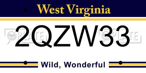 2QZW33 West Virginia License Plate