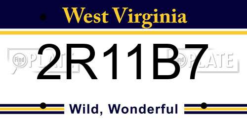 2R11B7 West Virginia License Plate