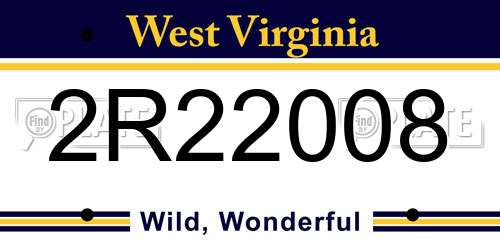 2R22008 West Virginia License Plate