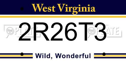 2R26T3 West Virginia License Plate
