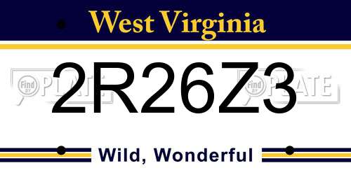 2R26Z3 West Virginia License Plate