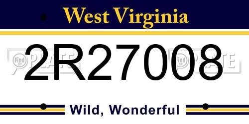 2R27008 West Virginia License Plate
