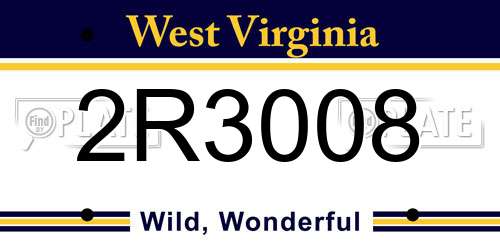 2R3008 West Virginia License Plate