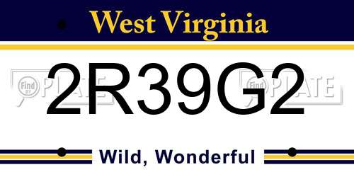 2R39G2 West Virginia License Plate