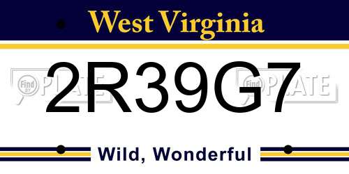 2R39G7 West Virginia License Plate