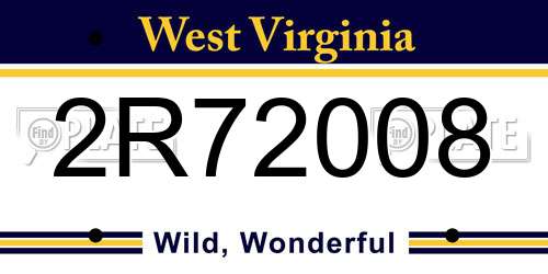 2R72008 West Virginia License Plate
