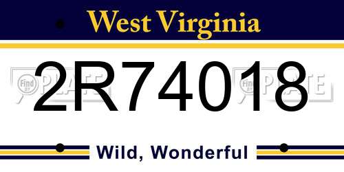2R74018 West Virginia License Plate