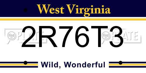 2R76T3 West Virginia License Plate