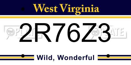 2R76Z3 West Virginia License Plate