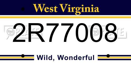 2R77008 West Virginia License Plate