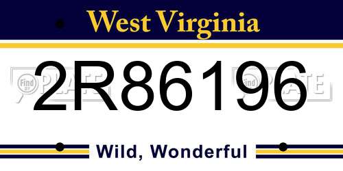 2R86196 West Virginia License Plate
