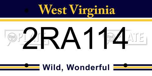 2RA114 West Virginia License Plate
