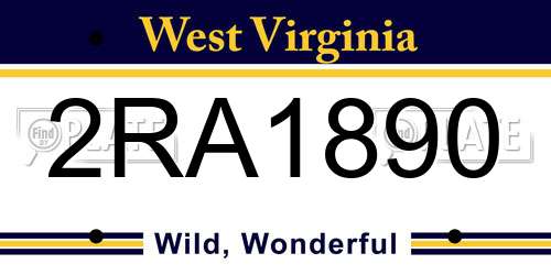 2RA1890 West Virginia License Plate