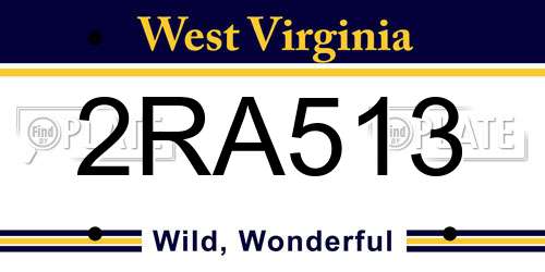 2RA513 West Virginia License Plate