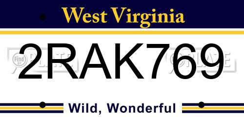 2RAK769 West Virginia License Plate