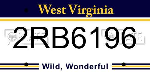 2RB6196 West Virginia License Plate