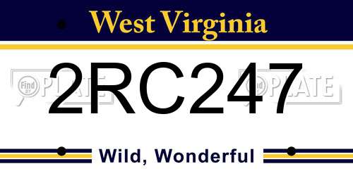 2RC247 West Virginia License Plate