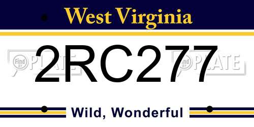 2RC277 West Virginia License Plate