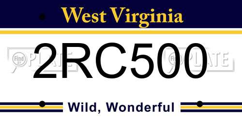 2RC500 West Virginia License Plate
