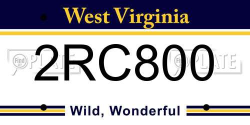 2RC800 West Virginia License Plate