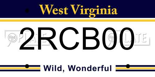2RCB00 West Virginia License Plate
