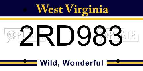 2RD983 West Virginia License Plate
