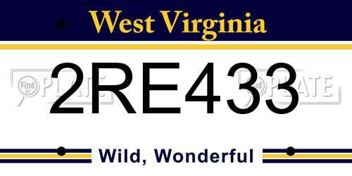 2RE433 West Virginia License Plate