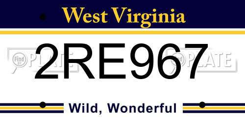 2RE967 West Virginia License Plate