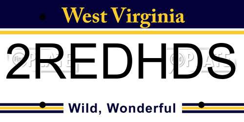 2REDHDS West Virginia License Plate
