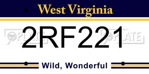 2RF221 West Virginia License Plate