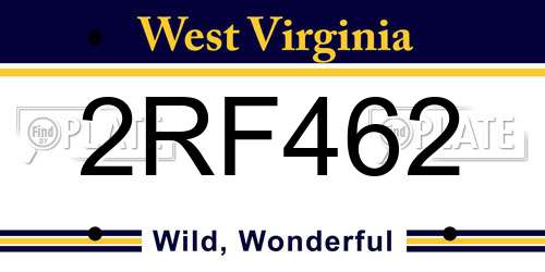 2RF462 West Virginia License Plate