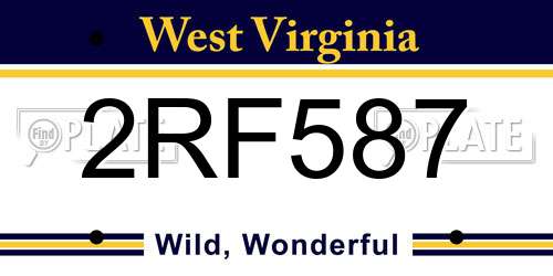 2RF587 West Virginia License Plate