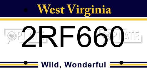 2RF660 West Virginia License Plate