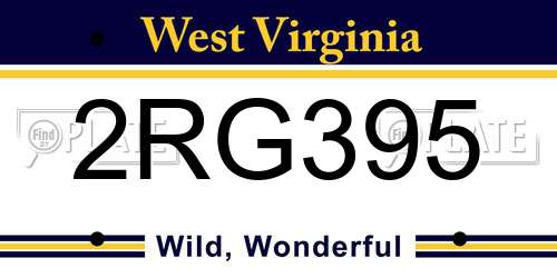 2RG395 West Virginia License Plate
