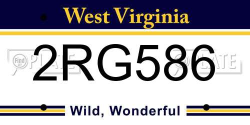 2RG586 West Virginia License Plate